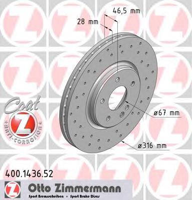 400143652 Zimmermann disco do freio dianteiro