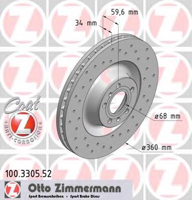 100.3305.52 Zimmermann disco do freio dianteiro