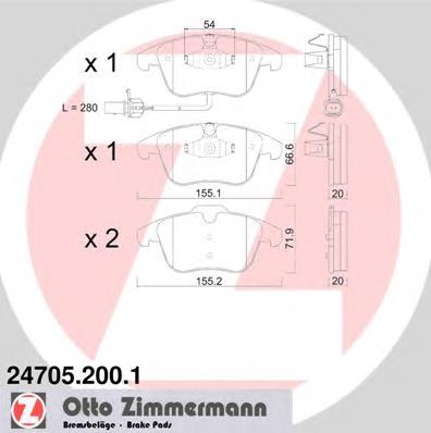 247052001 Zimmermann sapatas do freio dianteiras de disco
