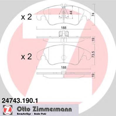 247431901 Zimmermann sapatas do freio dianteiras de disco