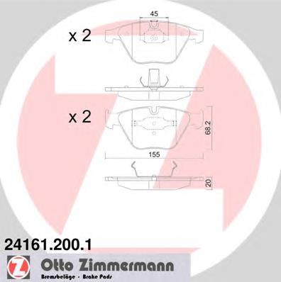 241612001 Zimmermann sapatas do freio dianteiras de disco