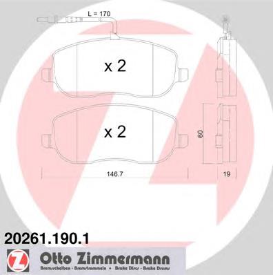 202611901 Zimmermann sapatas do freio dianteiras de disco