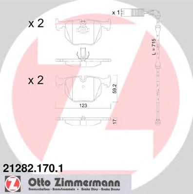 Купить 212821701 Zimmermann Колодки тормозные задние, дисковые