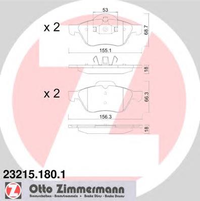 232151801 Zimmermann sapatas do freio dianteiras de disco
