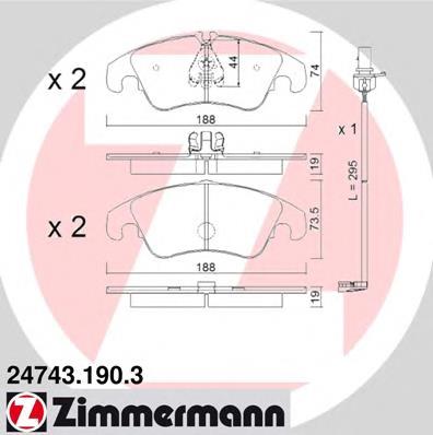 247431903 Zimmermann sapatas do freio dianteiras de disco