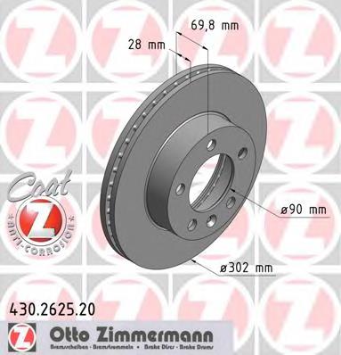 430262520 Zimmermann disco do freio dianteiro