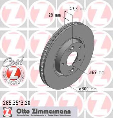 Передний тормозной диск Zimmermann 285351320