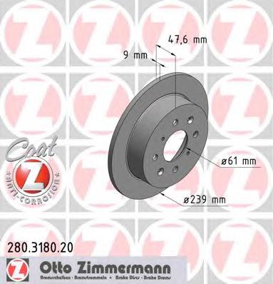 280318020 Zimmermann disco do freio traseiro