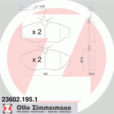 23602.195.1 Zimmermann sapatas do freio dianteiras de disco