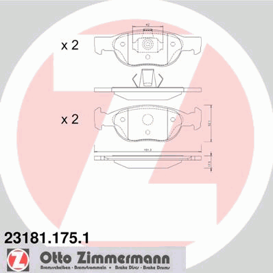 23181.175.1 Zimmermann sapatas do freio dianteiras de disco