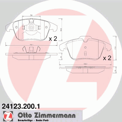 241232001 Zimmermann sapatas do freio dianteiras de disco