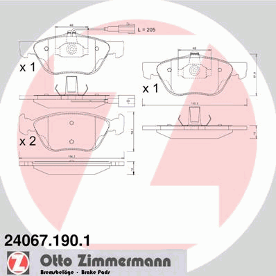 24067.190.1 Zimmermann sapatas do freio dianteiras de disco