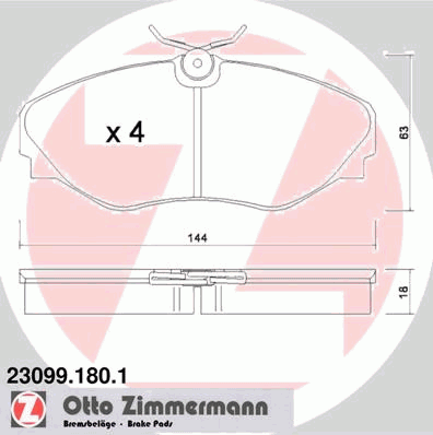 230991801 Zimmermann sapatas do freio dianteiras de disco