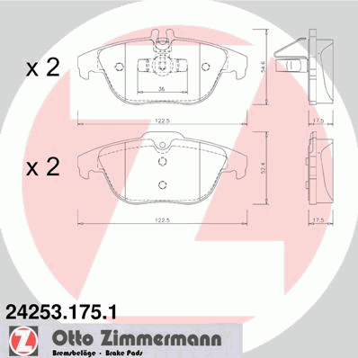 242531751 Zimmermann sapatas do freio traseiras de disco