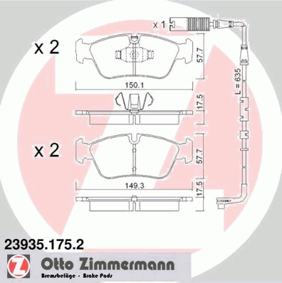 23935.175.2 Zimmermann sapatas do freio dianteiras de disco