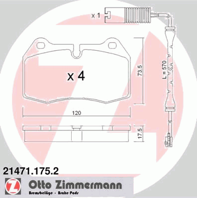 214711752 Zimmermann sapatas do freio dianteiras de disco