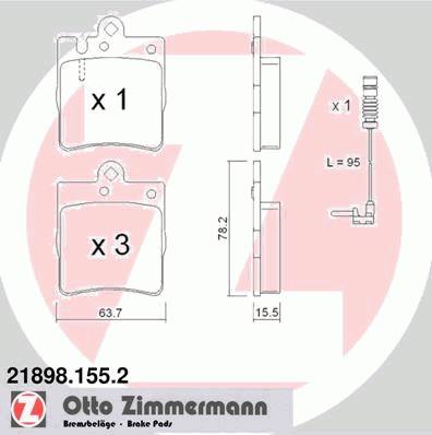 Купить 218981552 Zimmermann Колодки тормозные задние, дисковые