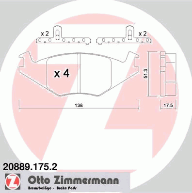 20889.175.2 Zimmermann sapatas do freio dianteiras de disco