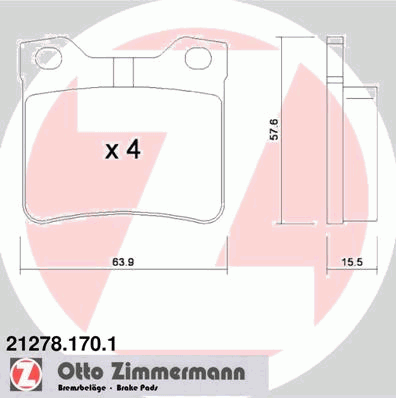 21278.170.1 Zimmermann sapatas do freio traseiras de disco