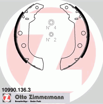 109901363 Zimmermann Барабанные тормозные колодки