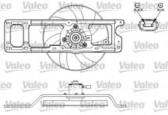 Ventilador elétrico de esfriamento montado (motor + roda de aletas) 601623W2 Polcar