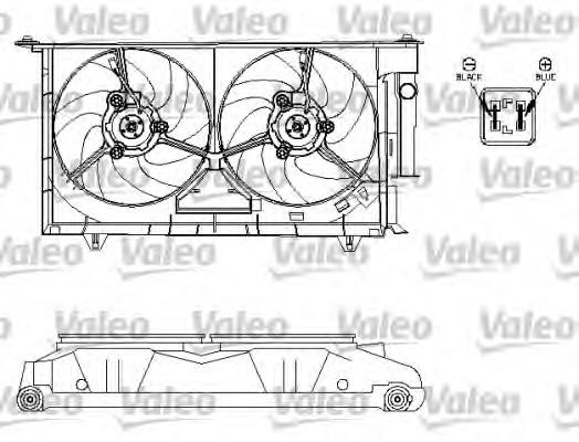 Difusor do radiador de esfriamento, montado com motor e roda de aletas 696214 VALEO