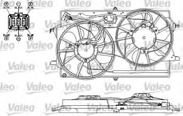 Ventilador elétrico de esfriamento montado (motor + roda de aletas) 320123W3 Polcar