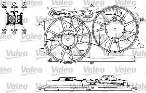 696150 VALEO difusor do radiador de esfriamento, montado com motor e roda de aletas