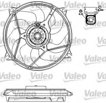 Ventilador elétrico de esfriamento montado (motor + roda de aletas) 232623W1 Polcar