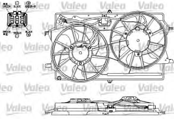 696154 VALEO ventilador elétrico de esfriamento montado (motor + roda de aletas)