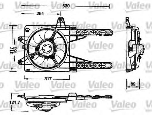 698178 VALEO difusor do radiador de esfriamento, montado com motor e roda de aletas