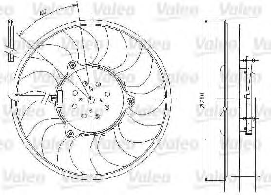 696018 VALEO ventilador elétrico de esfriamento montado (motor + roda de aletas direito)