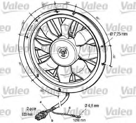 Ventilador elétrico de esfriamento montado (motor + roda de aletas) 696061 VALEO