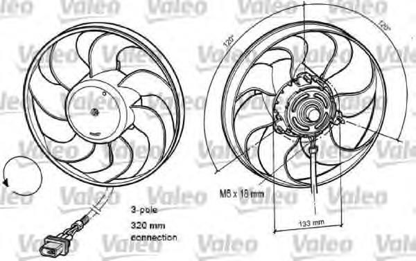 696078 VALEO ventilador elétrico de esfriamento montado (motor + roda de aletas)