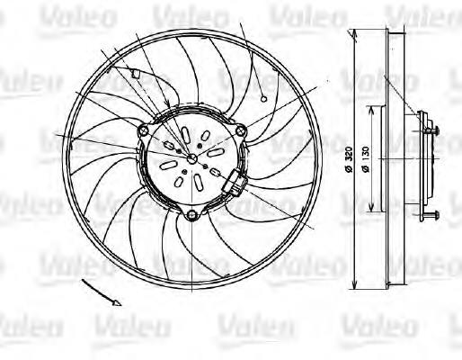 696082 VALEO ventilador elétrico de esfriamento montado (motor + roda de aletas direito)