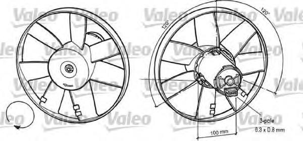 696041 VALEO ventilador elétrico de esfriamento montado (motor + roda de aletas)