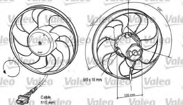 696042 VALEO ventilador elétrico de esfriamento montado (motor + roda de aletas)