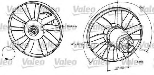 Ventilador elétrico de esfriamento montado (motor + roda de aletas) 696039 VALEO