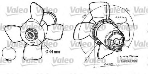 696047 VALEO ventilador elétrico de esfriamento montado (motor + roda de aletas)