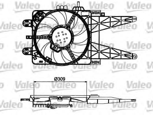 698484 VALEO difusor do radiador de esfriamento, montado com motor e roda de aletas