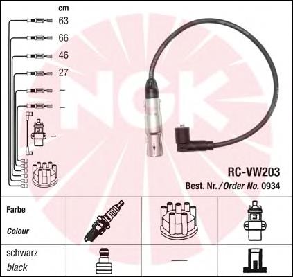 0934 NGK fios de alta voltagem, kit