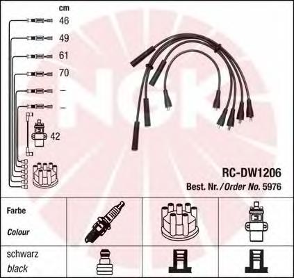 5976 NGK fios de alta voltagem, kit