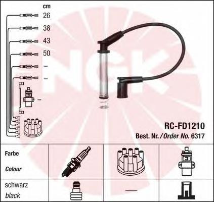 6317 NGK fios de alta voltagem, kit