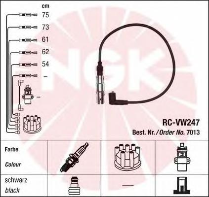 RCVW247 NGK fios de alta voltagem, kit