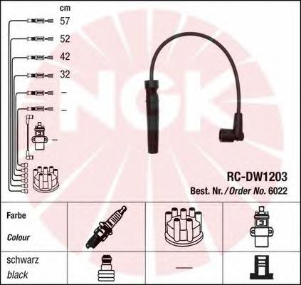 6022 NGK fios de alta voltagem, kit