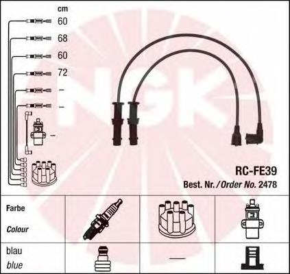 RCFE39 NGK fios de alta voltagem, kit