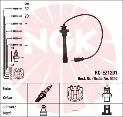 0352 NGK fios de alta voltagem, kit