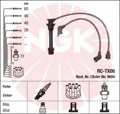 Fios de alta voltagem, kit 9684 NGK