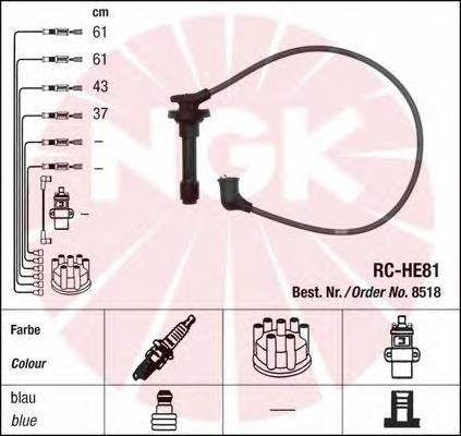 Fios de alta voltagem, kit 8518 NGK