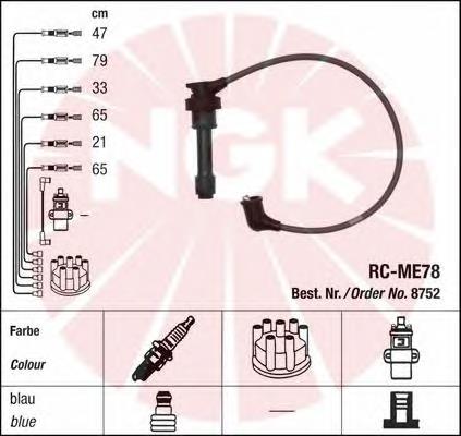 8752 NGK fios de alta voltagem, kit